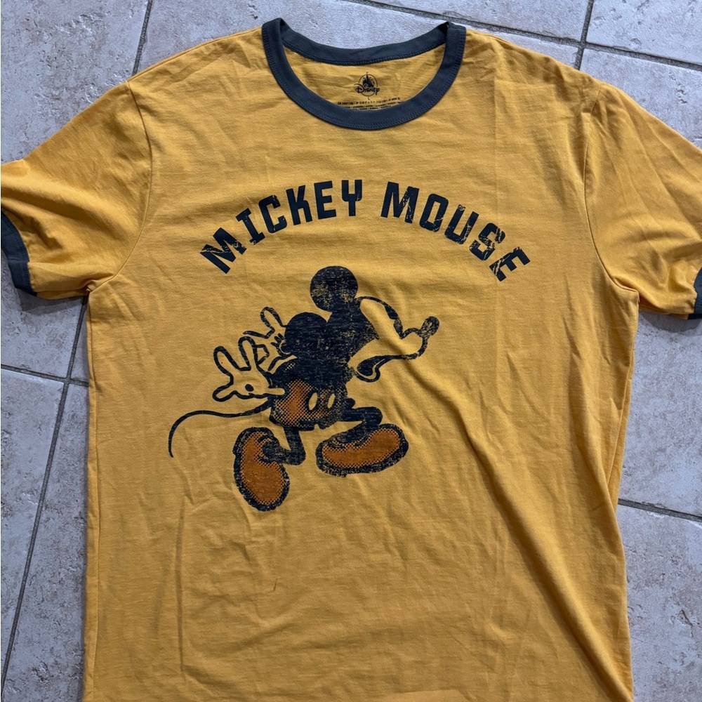 Disney Mickey Mouse Ringer Tee - Mustard and Black